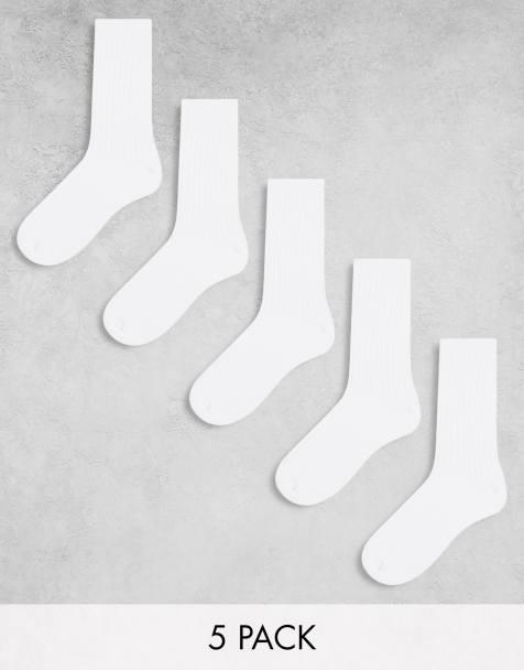 Weekday – 5er-Pack gerippte Socken in Weiß - view 1