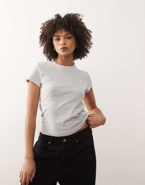 Weekday 90s baby tee in grey melange - view 1