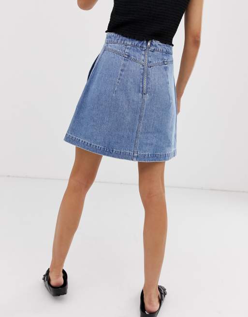 Weekday A lijn denim rok in blauw ASOS