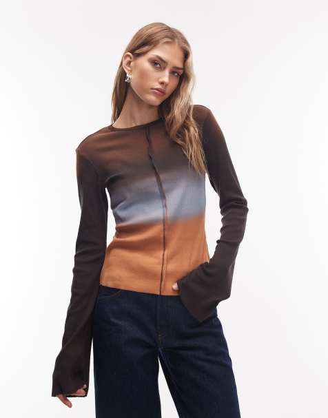 Weekday - Aansluitende top met lange mouwen, tie-dye en naaddetail in oranje - view 1