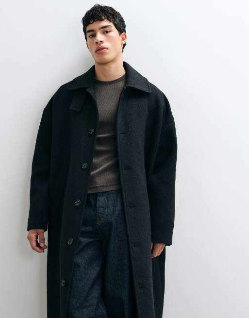 Weekday abrigo premium de mezcla de lana en negro jaspeado, 4 de 5