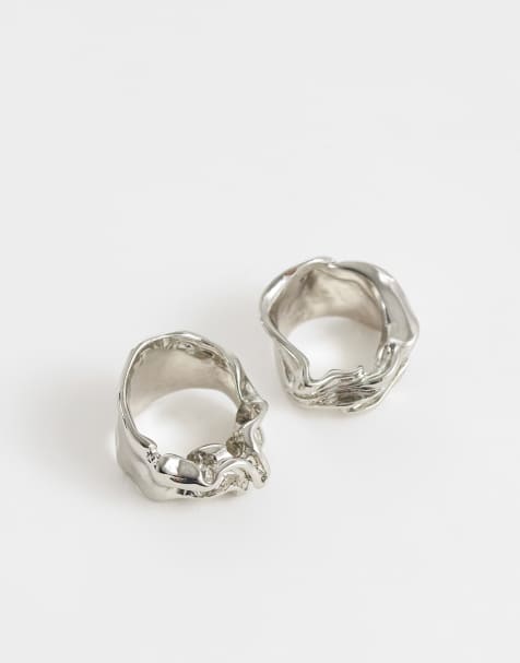 Weekday abstract ring 2-pack in silver - view 1