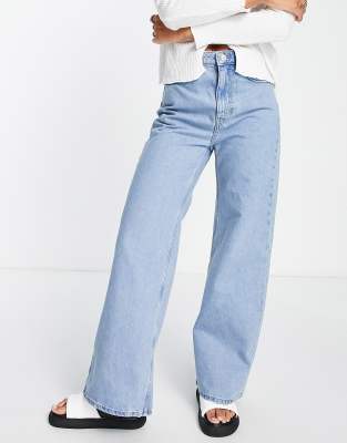 Weekday Ace High Waist Denim Jeans In Light Stone Wash Blue