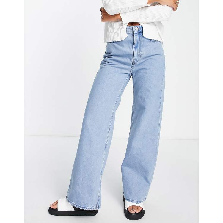 Weekday Ace high waist wide leg jeans in pool blue - MBLUE