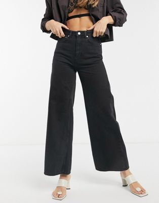 Femme Weekday - Ace - Jean large en coton biologique - Presque noir