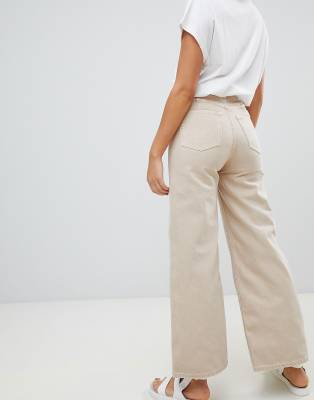 beige wide leg jeans