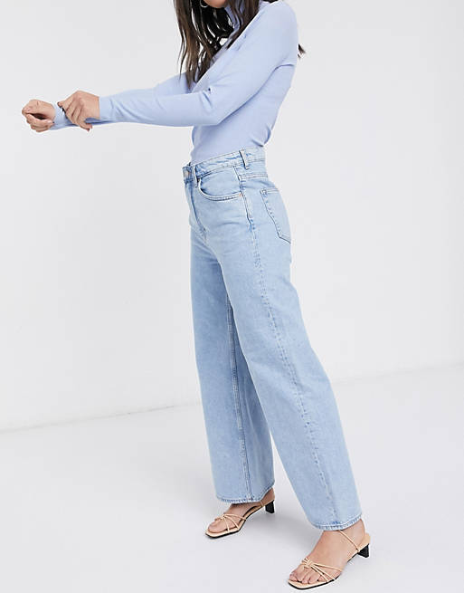 Weekday Ace wide leg organic cotton in summer blue