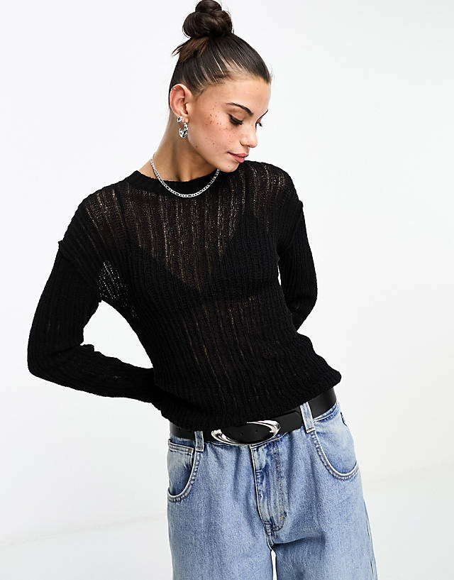 Weekday - ada lightweight knit jumper in black