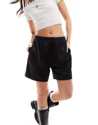 Ada track shorts with pull-on elasticized waistband in black