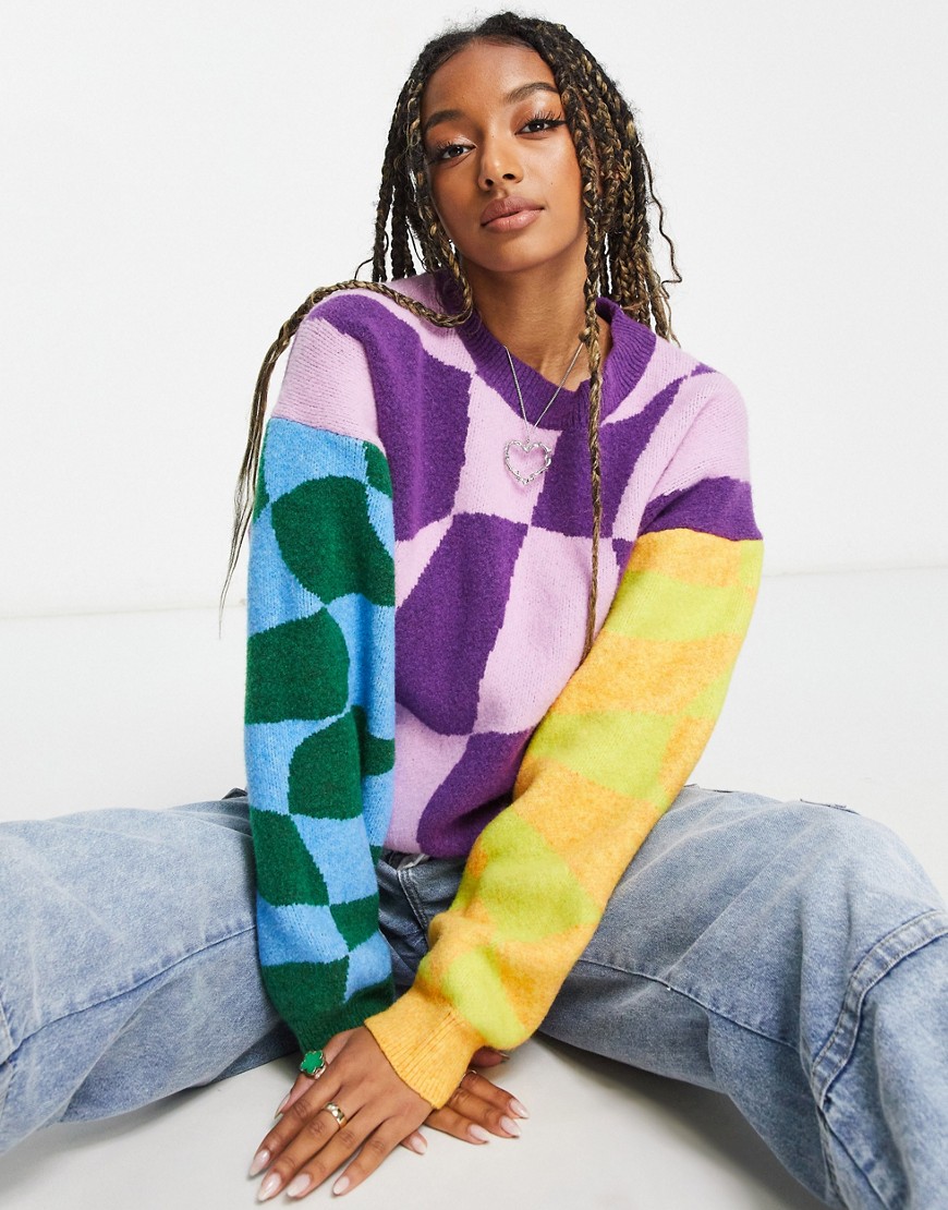 Weekday Aggie jacquard knit sweater in multi color