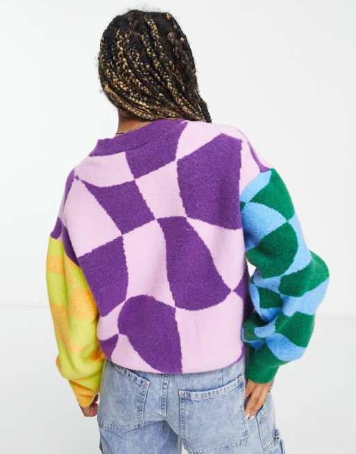 Weekday Aggie Jacquard Knit Sweater in Multi Color