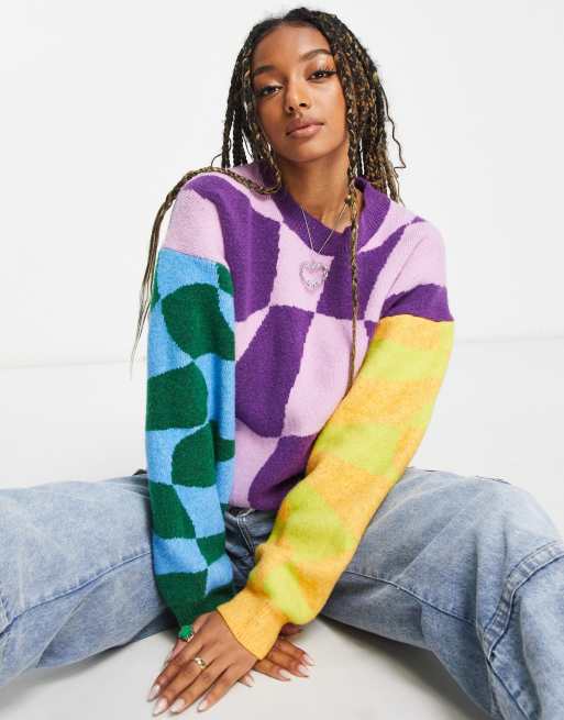 Weekday Aggie jacquard knit sweater in multi colour