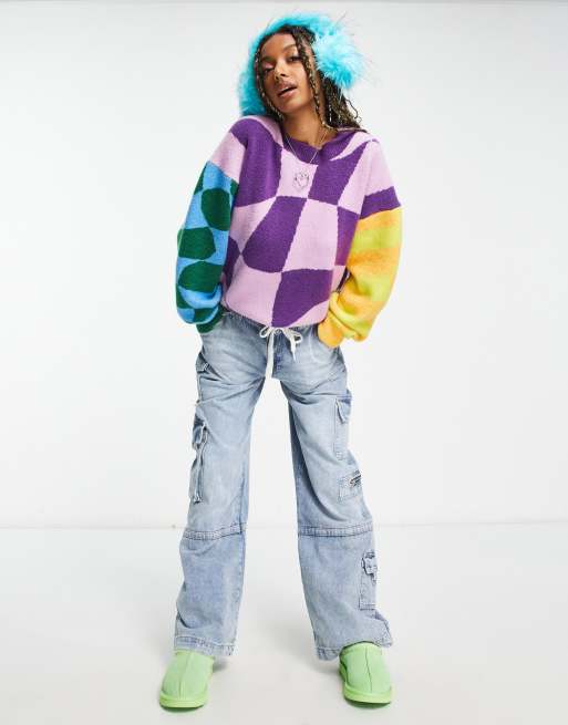 Weekday Aggie Jacquard Knit Sweater in Multi Color