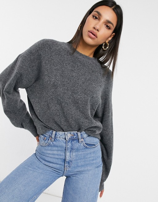 Weekday Aggie knitted jumper in charcoal