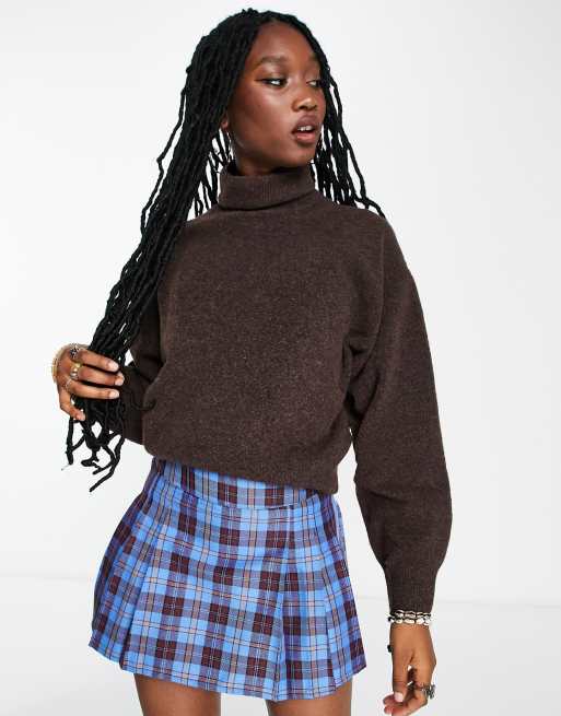 Weekday Aggie turtle neck knitted sweater in brown