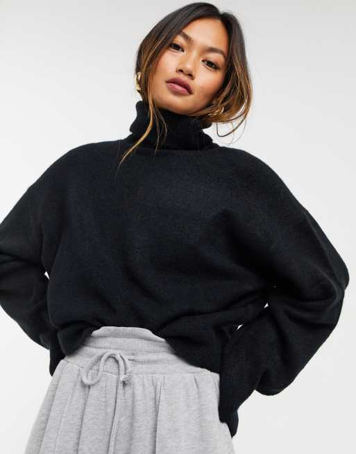 Weekday Aggie turtleneck sweater in black ASOS