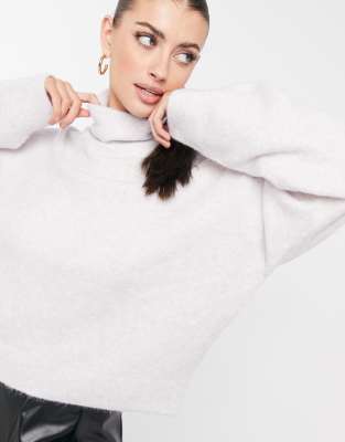 Weekday Aggie turtleneck sweater in pink melange