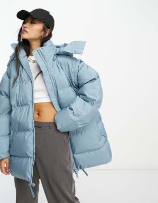 Weekday Air puffer jacket in steel blue