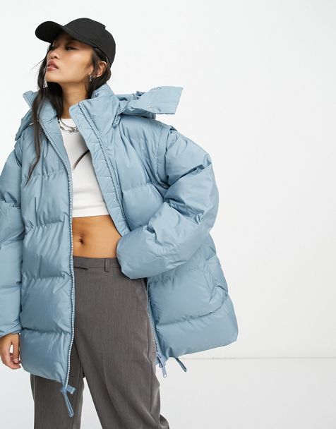 ASOS Design Cropped Padded Jacket in Baby Blue
