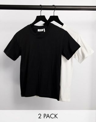Weekday Alanis cotton 2-pack t-shirts in black and white - MULTI - ASOS Price Checker
