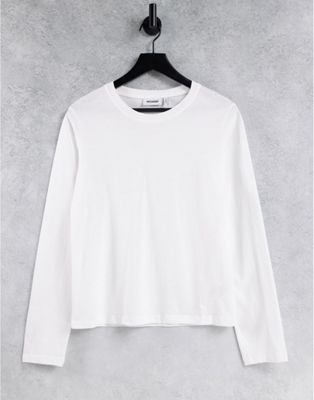 Weekday Alanis cotton long sleeve top in white - WHITE - ASOS Price Checker