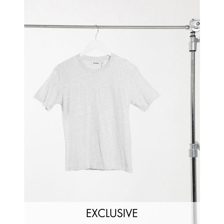 Weekday Alanis relaxed fit crew neck t-shirt in gray melange-Grey