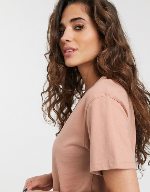 Weekday Alanis organic cotton round neck t-shirt in dusty rose