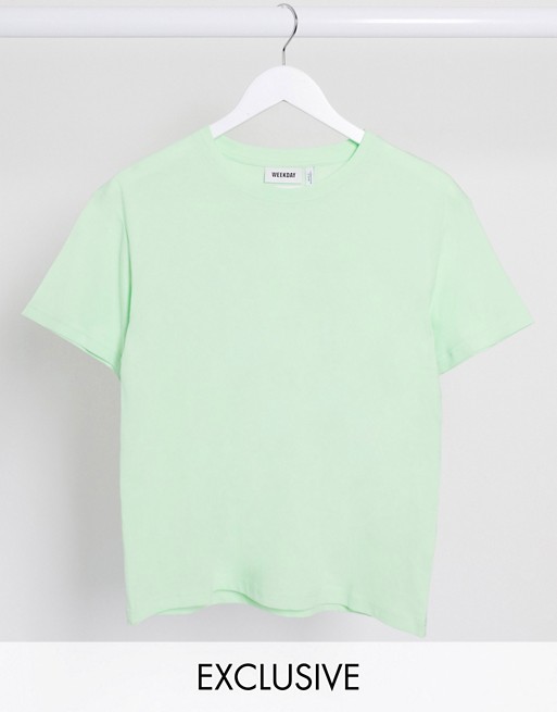 Weekday Alanis organic cotton round neck tee in mint green