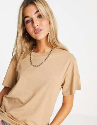 WEEKDAY ALANIS COTTON T-SHIRT IN BEIGE - BEIGE-NEUTRAL 254513-059