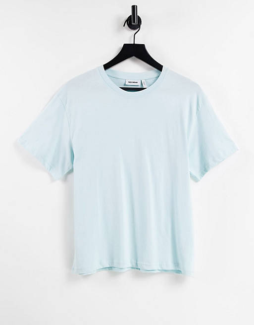 Weekday Alanis cotton t-shirt in light blue - MBLUE