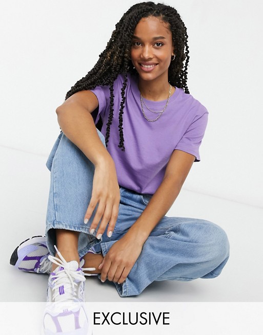 Weekday Alanis organic cotton t-shirt with crew neck in purple