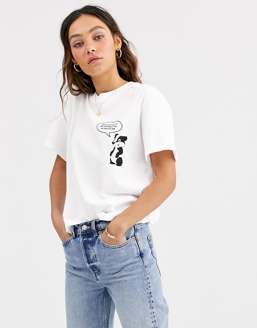 Weekday alanis t-shirt deep breath in white