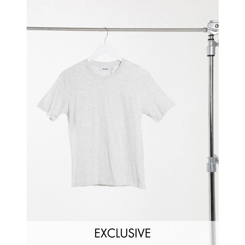 Weekday - Alanis - T-shirt girocollo comoda grigio mélange