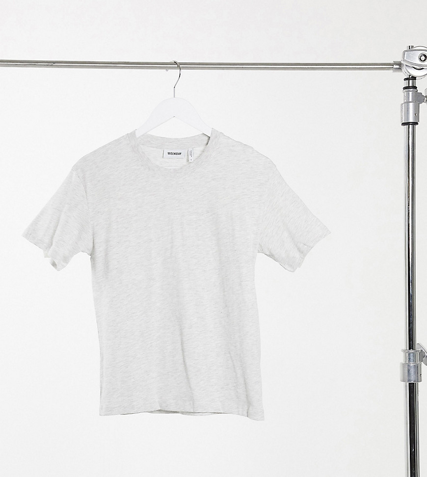 Weekday - Alanis - T-shirt van organisch katoen met ruimvallende pasvorm en ronde hals in gemêleerd grijs
