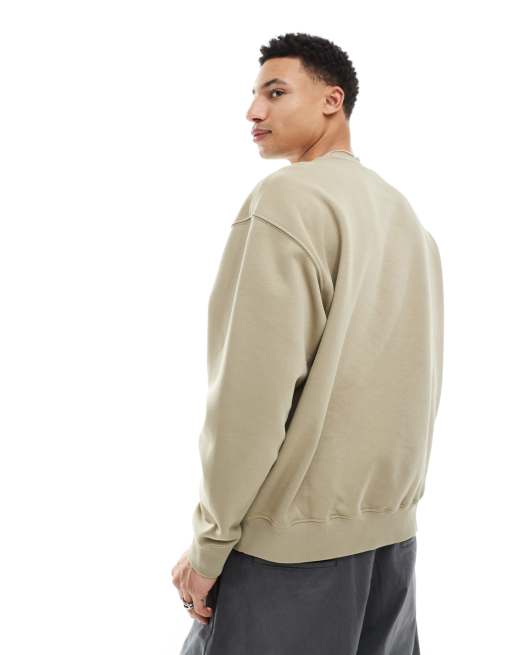 Weekday Albin Oversize Sweatshirt in Beige ASOS