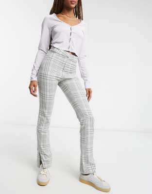 grey check jeans