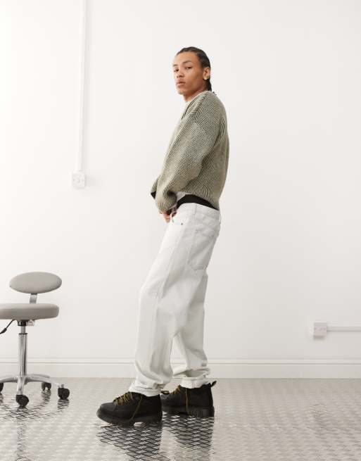 Weekday Alek wool blend sweater with two-tone rib in khaki , 2 of 4