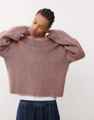 Alek wool blend sweater with two-tone rib in red