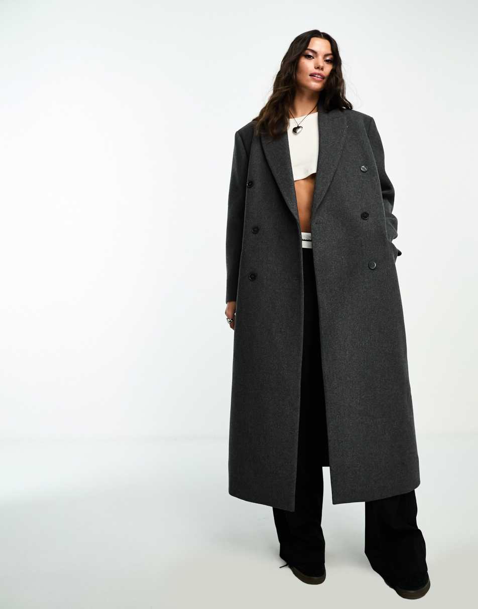 ASOS DESIGN oversized long raincoat with borg lining in black