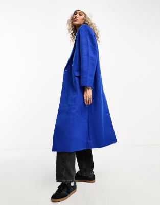 Weekday Alex Wool Mix Coat In Blue-navy