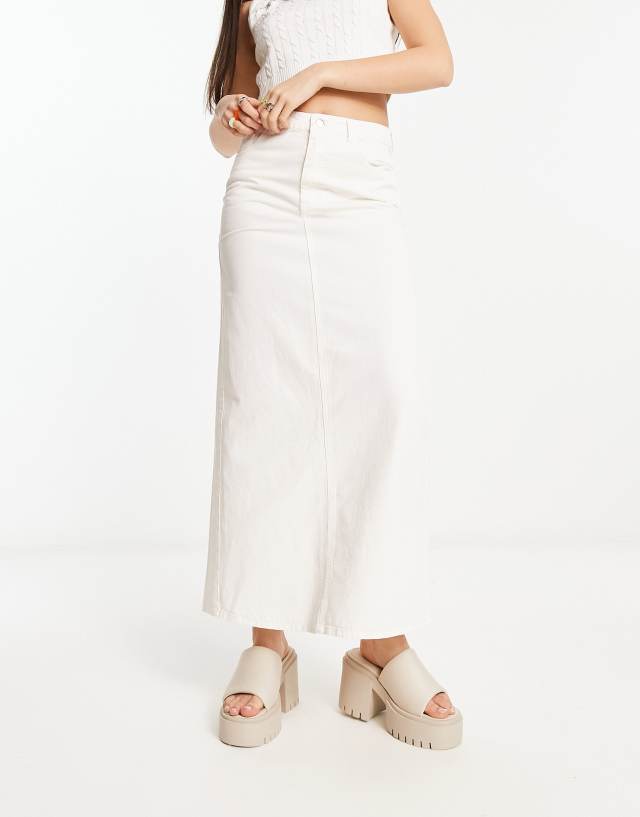 Weekday Alexa midi skirt in off-white