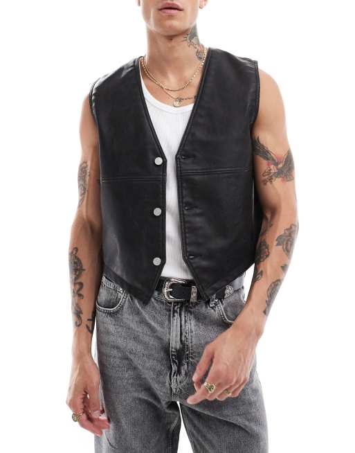 Weekday - Alfons - Gilet nero in pelle sintetica