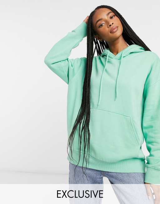 Weekday - Alisa - Felpa con cappuccio in misto cotone verde menta 