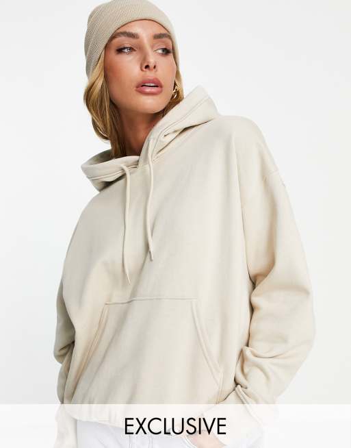 Weekday - Alisa - Felpa con cappuccio oversize in cotone beige - BEIGE