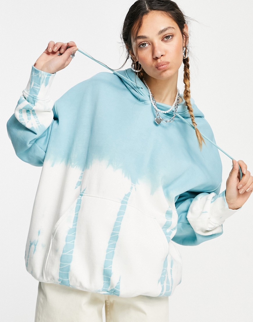 Weekday Alisa organic blend cotton hoodie in blue tie dye-Multi