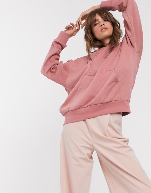 Weekday Alisa organic cotton hoodie in dusty pink