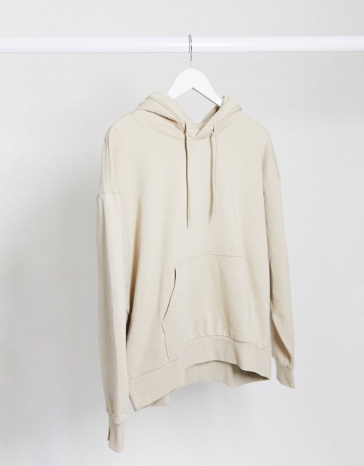 Weekday Alisa organic cotton oversized hoodie in beige | ASOS