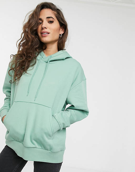 Weekday Alisa organic cotton oversized hoodie in sage green | ASOS