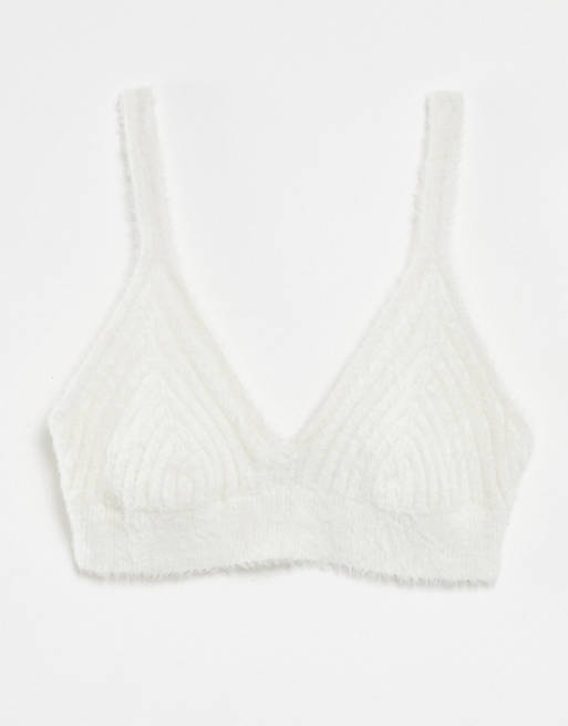 Weekday Alora knitted bralette in off white