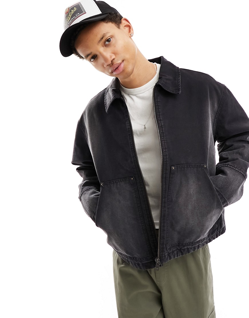 Weekday Alvaro relaxed jacket with front pockets in washed black